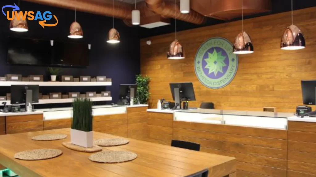 Health for Life Bethesda dispensary interior with wood decor and service counters.