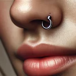 Why Do My Nose Rings Smell? Close-up of a nose ring that has been cleaned but still shows subtle signs of irritation or buildup, symbolizing the reasons behind lingering odors.